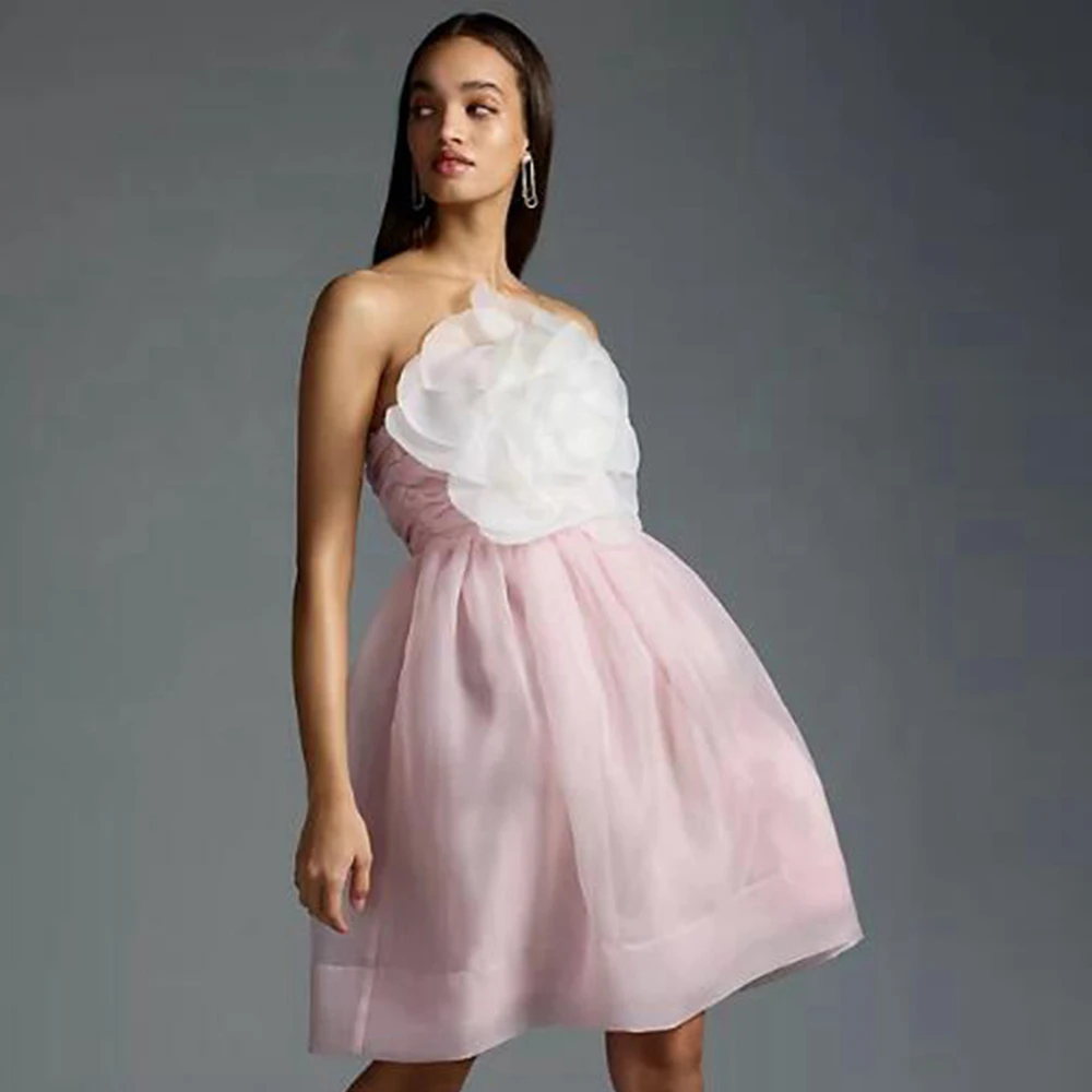 Baby Pink Sleeveledd Big Floral Dress Mini Party Dresses Above Knee White Chiffon Flower Woman Clothes Customize Open Back Gown
Baby Pink Sleeveledd Big Floral Dress Mini Party Dresses Above Knee White Chiffon Flower Woman Clothes Customize Open Back Gown