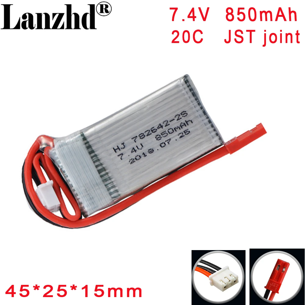 Model battery 2S 7.4V 850mAh 20C For car model toy General Power lithium battery 802540 with JST or SM T Plug
Model battery 2S 7.4V 850mAh 20C For car model toy General Power lithium battery 802540 with JST or SM T Plug