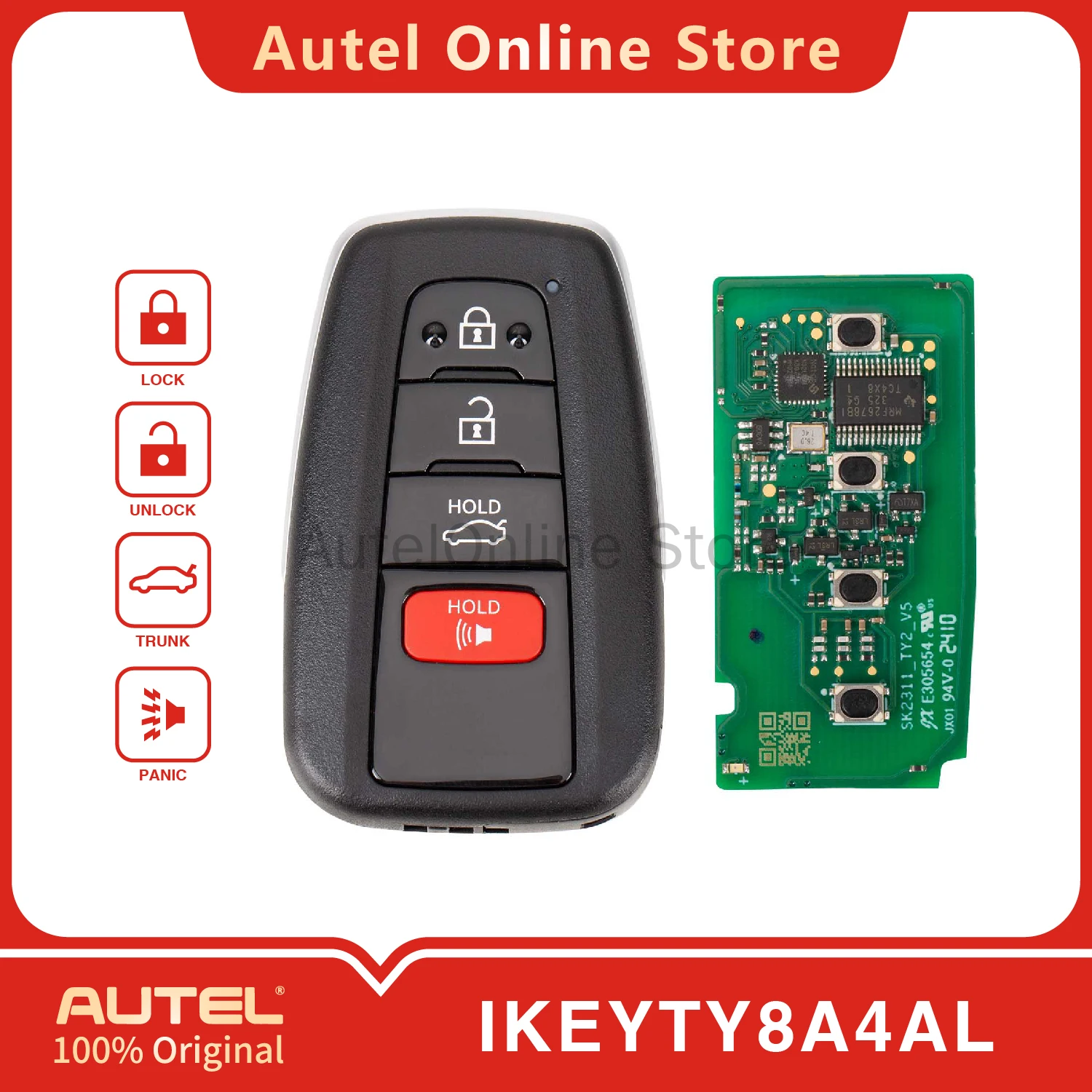 AUTEL IKEYTY8A4AL 4-кнопочный универсальный смарт-ключ дистанционного управления для KM100/IM508/IM608 для Toyota
AUTEL IKEYTY8A4AL 4-кнопочный универсальный смарт-ключ дистанционного управления для KM100/IM508/IM608 для Toyota