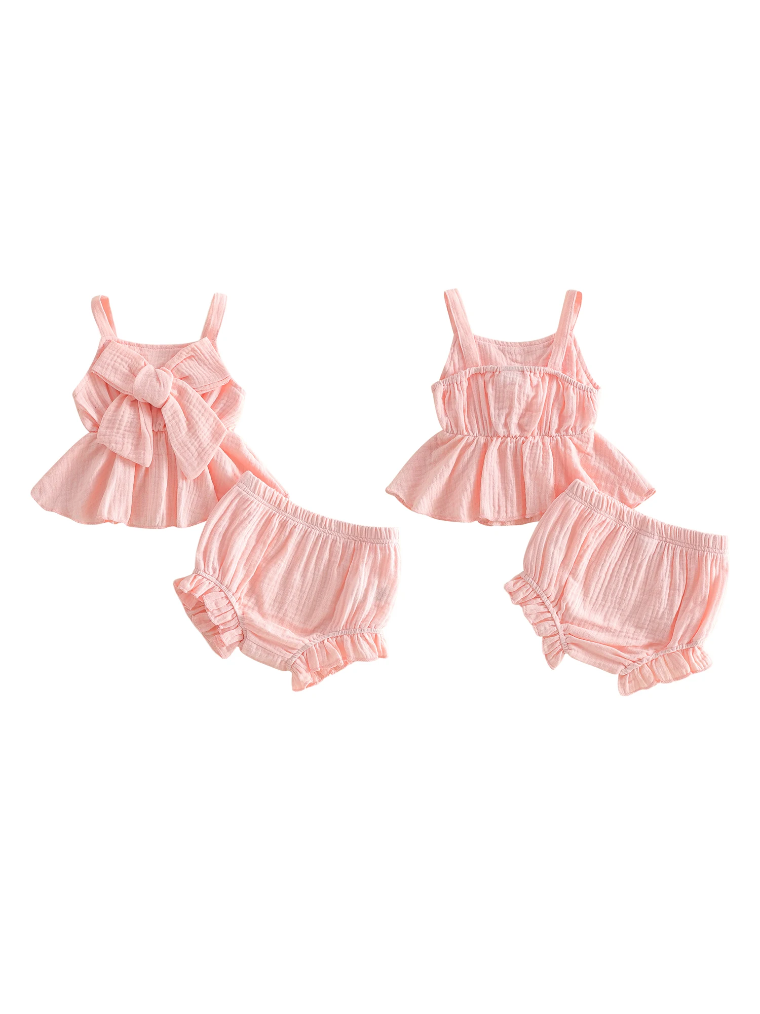 Toddler Girls Floral Print Sleeveless Top and Ruffled Shorts Set with Bow Detail - Pink Summer Outfit for Baby Girl
Toddler Girls Floral Print Sleeveless Top and Ruffled Shorts Set with Bow Detail - Pink Summer Outfit for Baby Girl