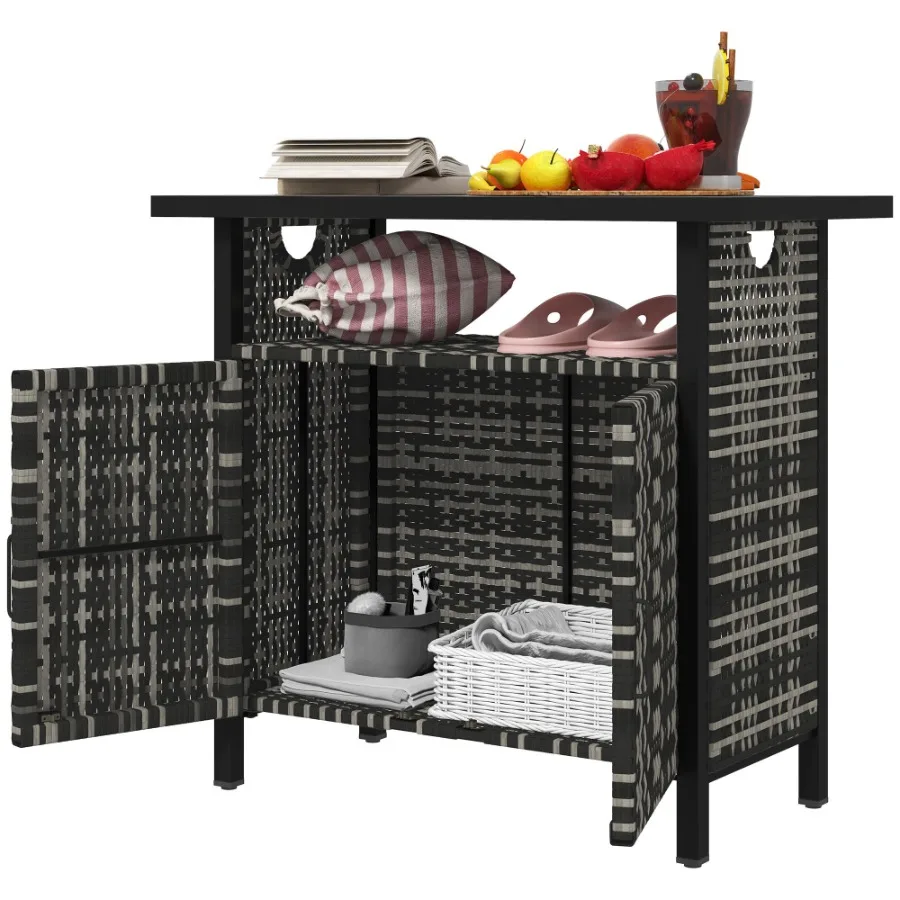 Outdoor Pool Towel Storage Cabinet Organizer Pool Towel Holder with Shelf and Cabinet Pool Valet with WeatherResistant PE Ratt
Outdoor Pool Towel Storage Cabinet Organizer Pool Towel Holder with Shelf and Cabinet Pool Valet with WeatherResistant PE Ratt
