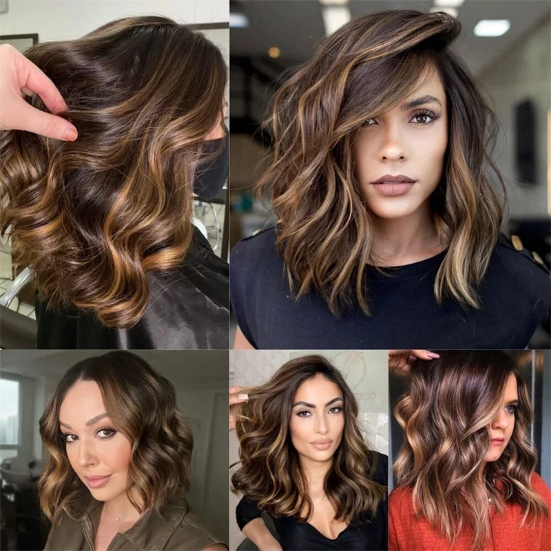 13x4 Short Body Wave Lace Front Wig Brown Blonde Highlight Synthetic Hair Wigs For Women Pre Plucked HD Lace Frontal Wigs Sale
13x4 Short Body Wave Lace Front Wig Brown Blonde Highlight Synthetic Hair Wigs For Women Pre Plucked HD Lace Frontal Wigs Sale