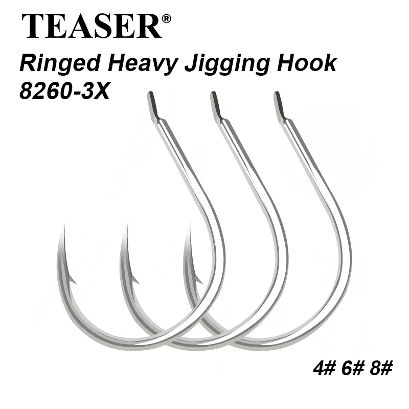 TEASER 8260 3X 10pcs/bag Saltwater Fishing Slow Jig Barbed Hooks 4/0 6/0 8/0 High Carbon Steel Ringed Heavy Jigging Hook
TEASER 8260 3X 10pcs/bag Saltwater Fishing Slow Jig Barbed Hooks 4/0 6/0 8/0 High Carbon Steel Ringed Heavy Jigging Hook