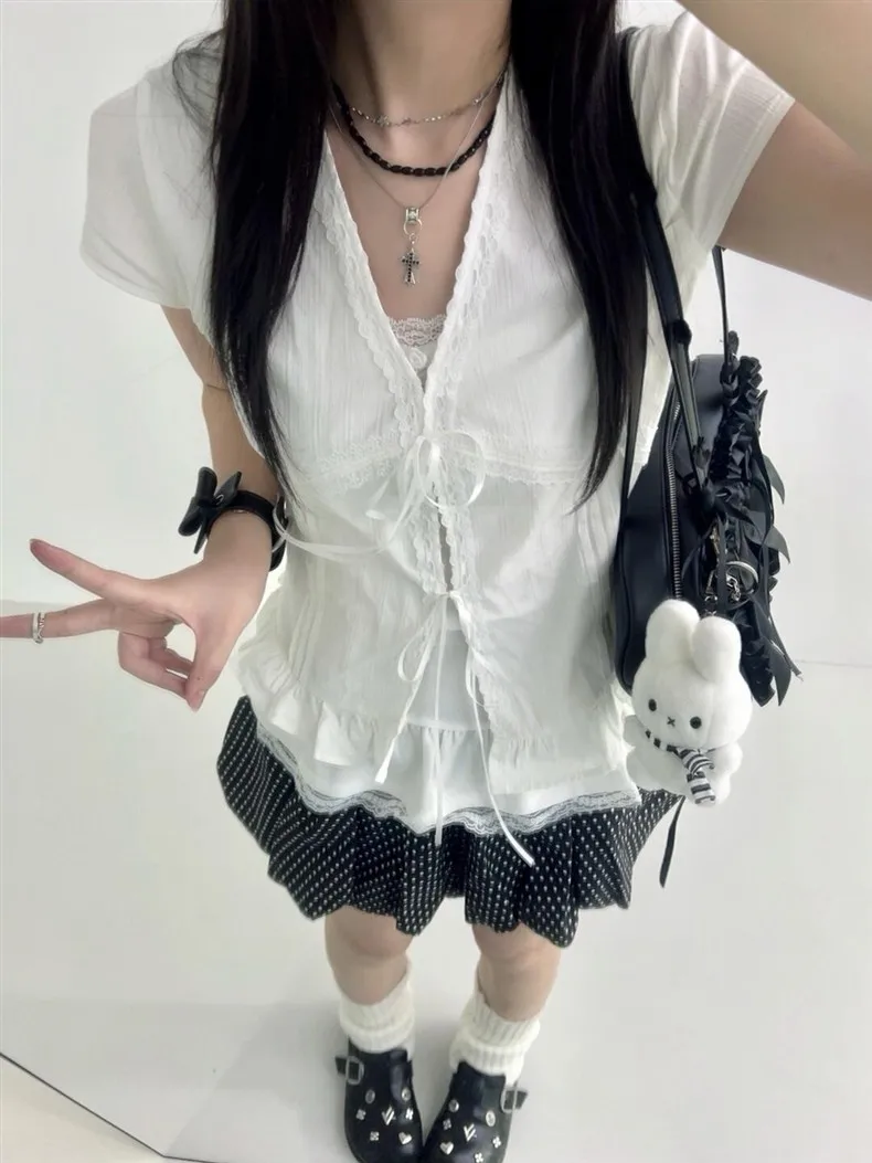 White Blouse Women Clothing Patchwork Lace Short Sleeve Bandage Shirts 2026 Blusas Mujer De Moda Summer Sweet Tunic Tops Female
White Blouse Women Clothing Patchwork Lace Short Sleeve Bandage Shirts 2026 Blusas Mujer De Moda Summer Sweet Tunic Tops Female
