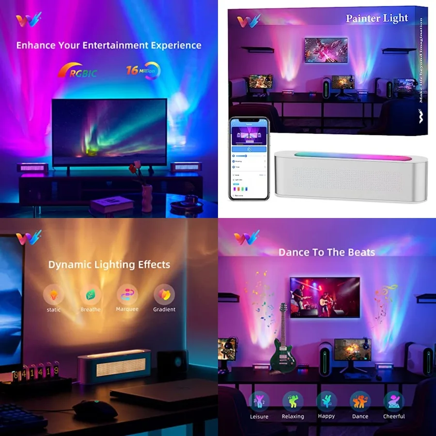 Smart LED Light Bar, RGBICW, 4 Light Beads, 64 sq.ft Coverage, Silver, Ideal for Room Decor, Gaming, TV Backlight, Ambient Ligh
Smart LED Light Bar, RGBICW, 4 Light Beads, 64 sq.ft Coverage, Silver, Ideal for Room Decor, Gaming, TV Backlight, Ambient Ligh