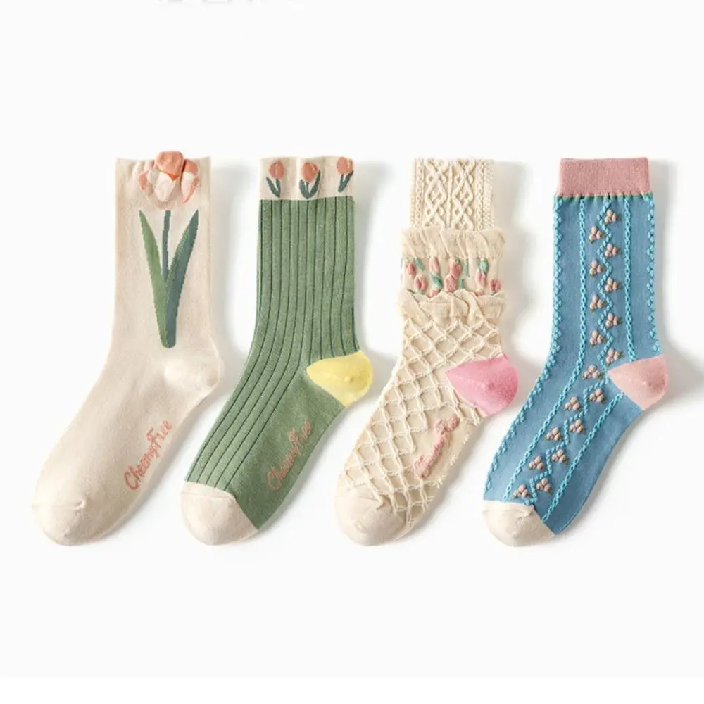 Summer Tulip Women's Flower Socks Warm Vintage Lace Socks Soft Spring Cotton Socks Ladies
Summer Tulip Women's Flower Socks Warm Vintage Lace Socks Soft Spring Cotton Socks Ladies