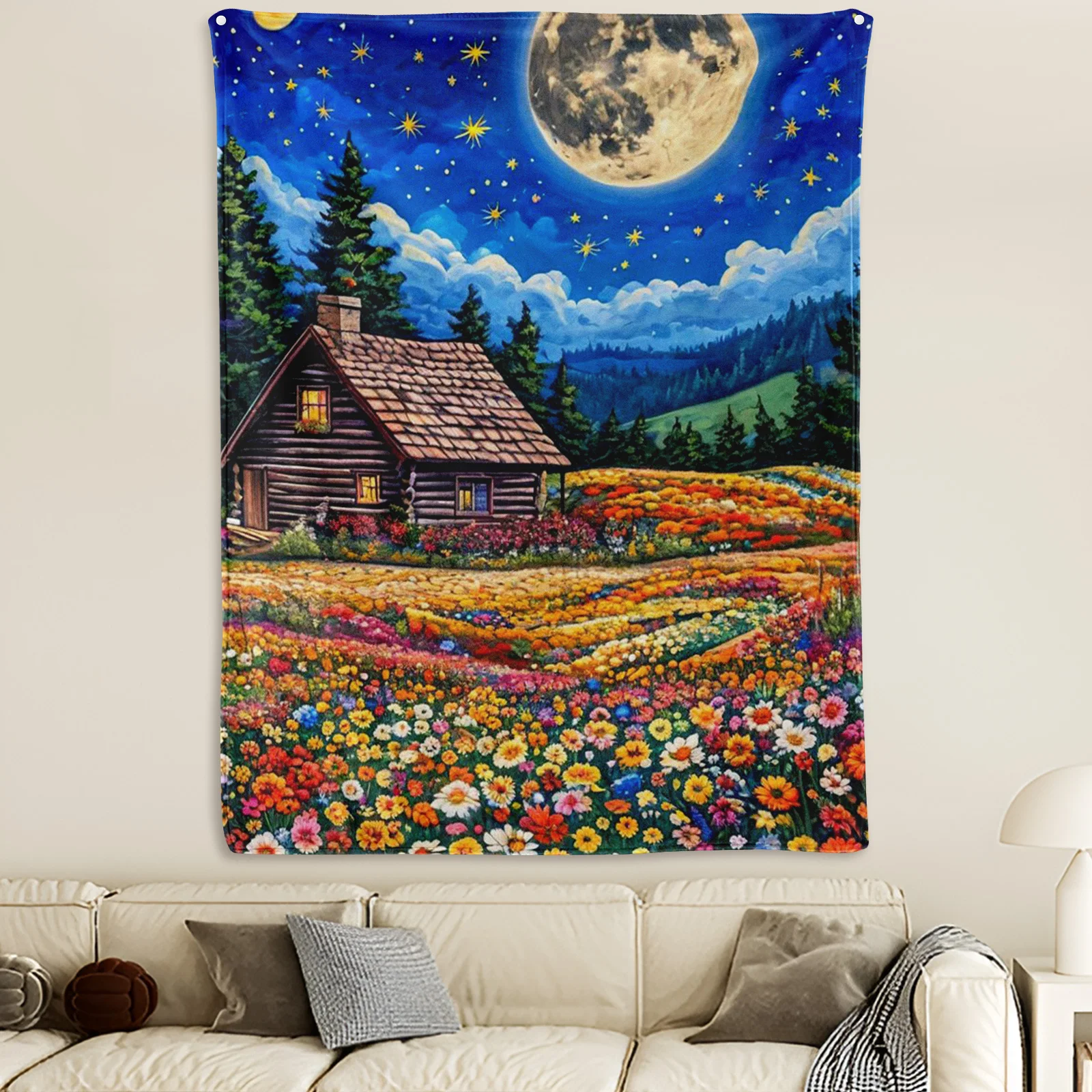 Moonlit Night Flower House Tapestry Throw Blanket For Serene Themed Home Decor Design
Moonlit Night Flower House Tapestry Throw Blanket For Serene Themed Home Decor Design