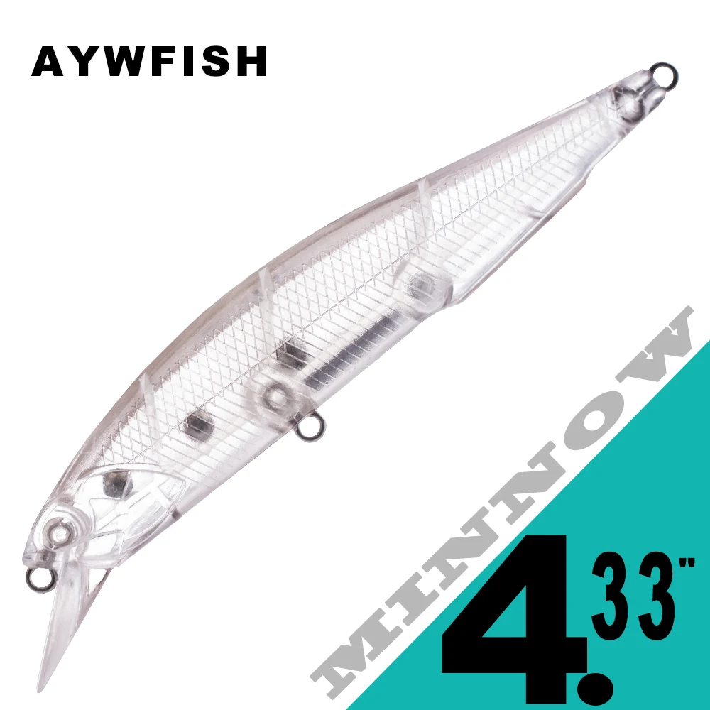 AYWFISH 15 шт. Неокрашенная приманка «сделай сам» для рыбной ловли, окуня, окуня, снасть, приманка, прозрачная 4,33 дюйма, 12 г, плавающие блесны
AYWFISH 15 шт. Неокрашенная приманка «сделай сам» для рыбной ловли, окуня, окуня, снасть, приманка, прозрачная 4,33 дюйма, 12 г, плавающие блесны