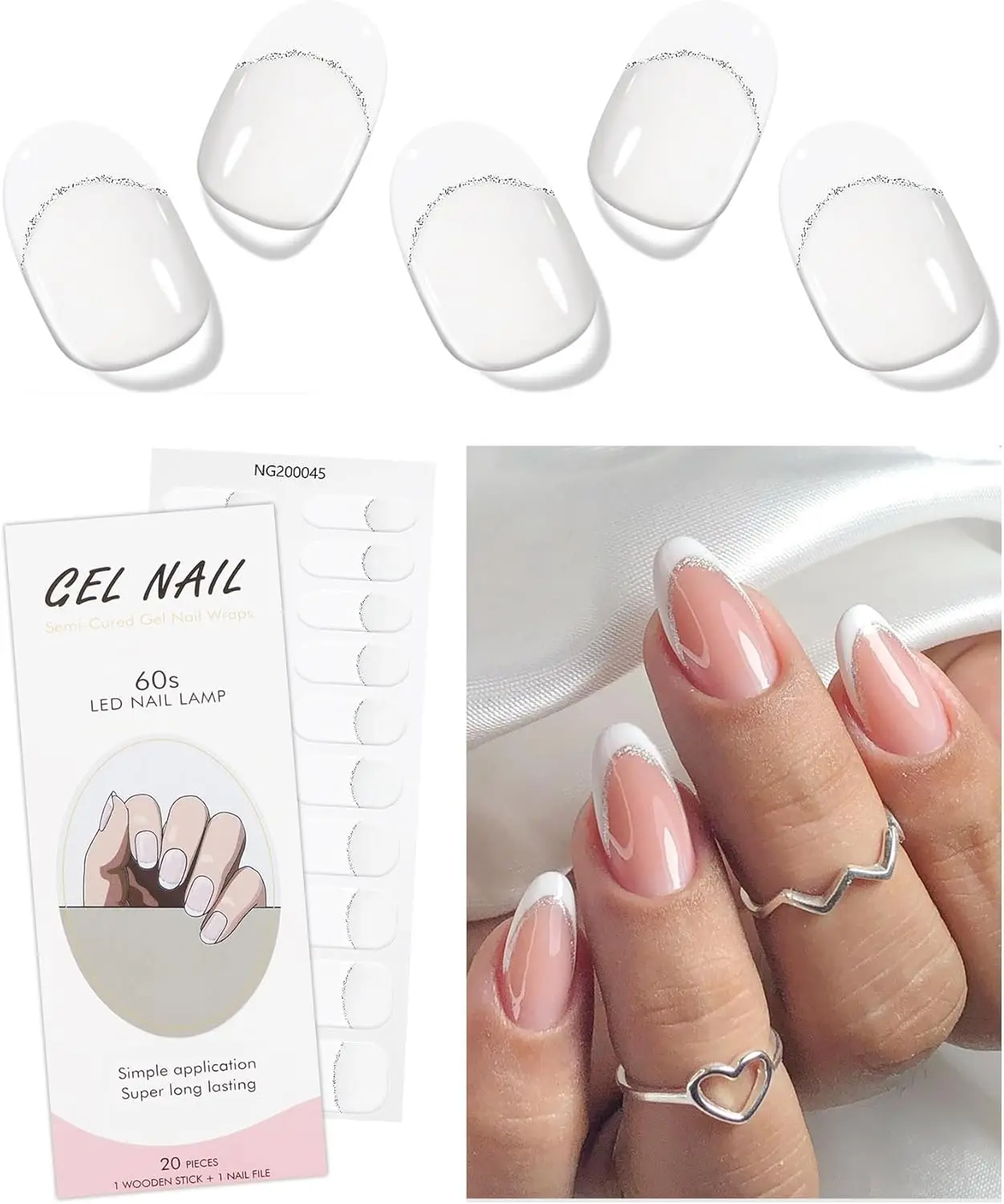 White French Tip Gel Nail Stickers - Transparent Semi-Cured Strips for UV/LED Nail Art
White French Tip Gel Nail Stickers - Transparent Semi-Cured Strips for UV/LED Nail Art