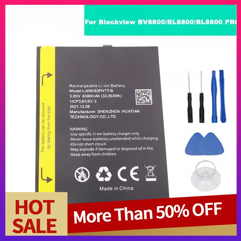 New Li456182PHTT-B Battery 8380mAh for Blackview BV8800 BL8800 Pro Mobile Phone Bateria
New Li456182PHTT-B Battery 8380mAh for Blackview BV8800 BL8800 Pro Mobile Phone Bateria