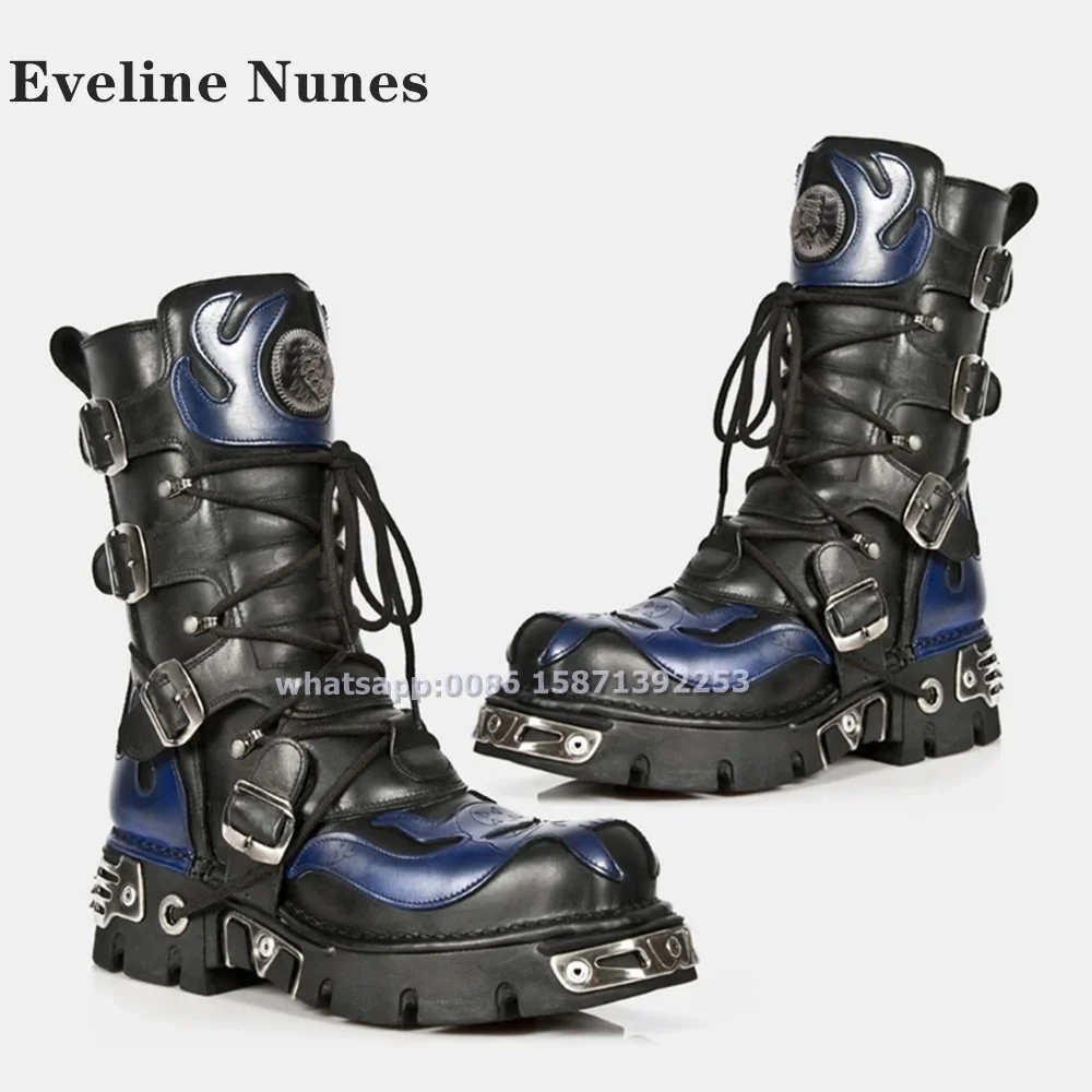 Lace Up Print Mixed Colors Mid-Calf Boots 2025 Metal Decoration Cyberpunk Style Motorcycle Boots Round Toe Tank Soled Retro Punk
Lace Up Print Mixed Colors Mid-Calf Boots 2025 Metal Decoration Cyberpunk Style Motorcycle Boots Round Toe Tank Soled Retro Punk