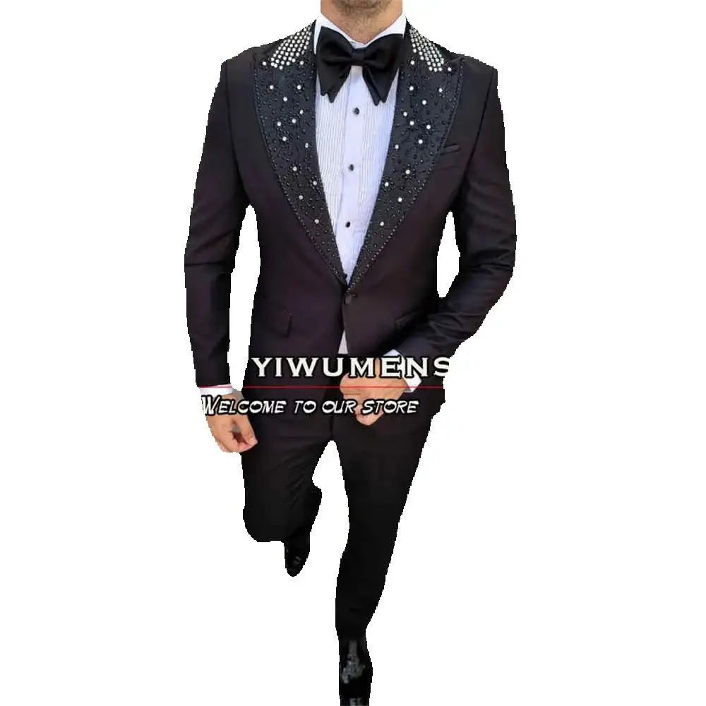 Luxury Chic Crystals Beaded Suits Men For Wedding Customized Black Single Breasted Jacket Pants 2 Pieces Groom Wear Tuxedos 2025
Luxury Chic Crystals Beaded Suits Men For Wedding Customized Black Single Breasted Jacket Pants 2 Pieces Groom Wear Tuxedos 2025