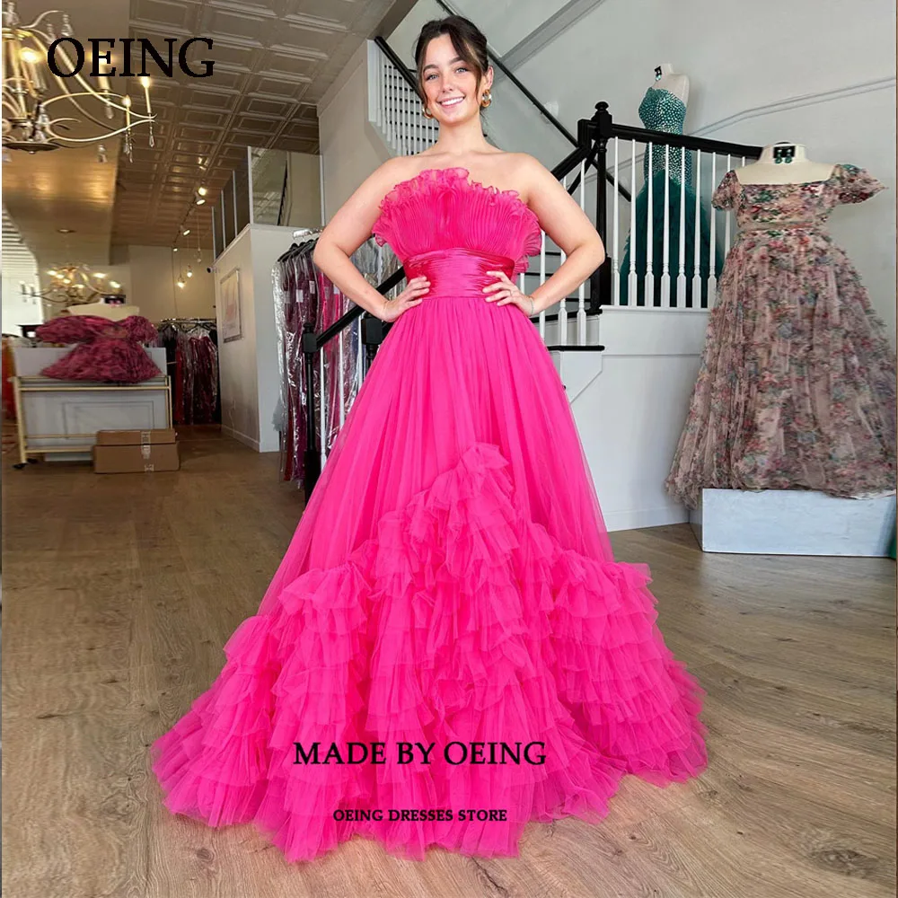 OEING Rose Pink Tulle Tiered Evening Dresses Pleated Vintage Prom Gowns Floor Length Vestidos De Fiesta For Foamal Party Dress
OEING Rose Pink Tulle Tiered Evening Dresses Pleated Vintage Prom Gowns Floor Length Vestidos De Fiesta For Foamal Party Dress