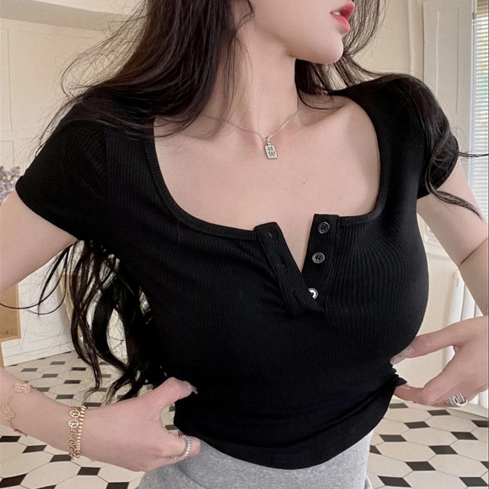 For Everyday Use Button Decorated Shirts Korean Crop Tops Spring Fashion Comfortable Vacation Clothing T-shirts
For Everyday Use Button Decorated Shirts Korean Crop Tops Spring Fashion Comfortable Vacation Clothing T-shirts
