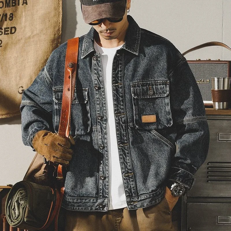 Washed High-end Retro Workwear Denim Jacket Men's Autumn Loose American High Street Trend Versatile Jacket
Washed High-end Retro Workwear Denim Jacket Men's Autumn Loose American High Street Trend Versatile Jacket