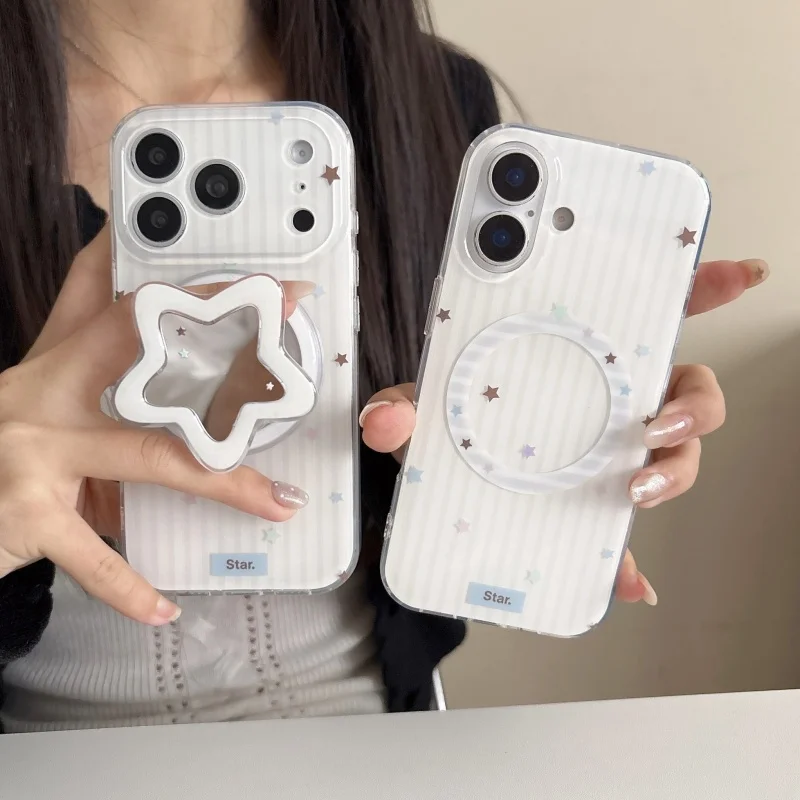 Fashion Stripes Cute Star Magnetic Phone Case For iPhone 17 Pro 16 15 14 Pro Max Back Cover with Mirror Stand For Magsafe Cases
Fashion Stripes Cute Star Magnetic Phone Case For iPhone 17 Pro 16 15 14 Pro Max Back Cover with Mirror Stand For Magsafe Cases