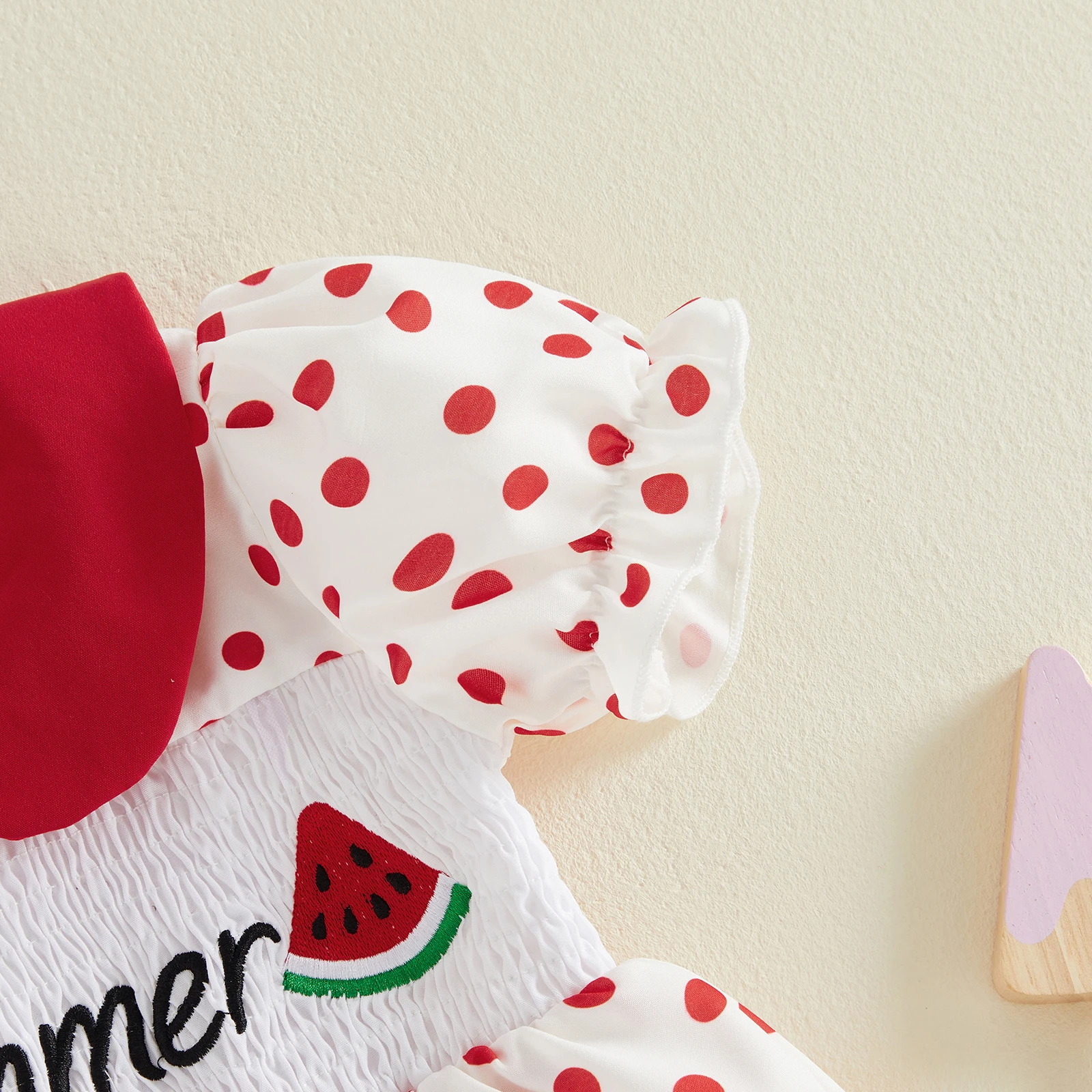 Baby Girl Summer Romper Dress Cute Watermelon Embroidery Short Bubble Sleeve Dot Print Jumpsuit
Baby Girl Summer Romper Dress Cute Watermelon Embroidery Short Bubble Sleeve Dot Print Jumpsuit