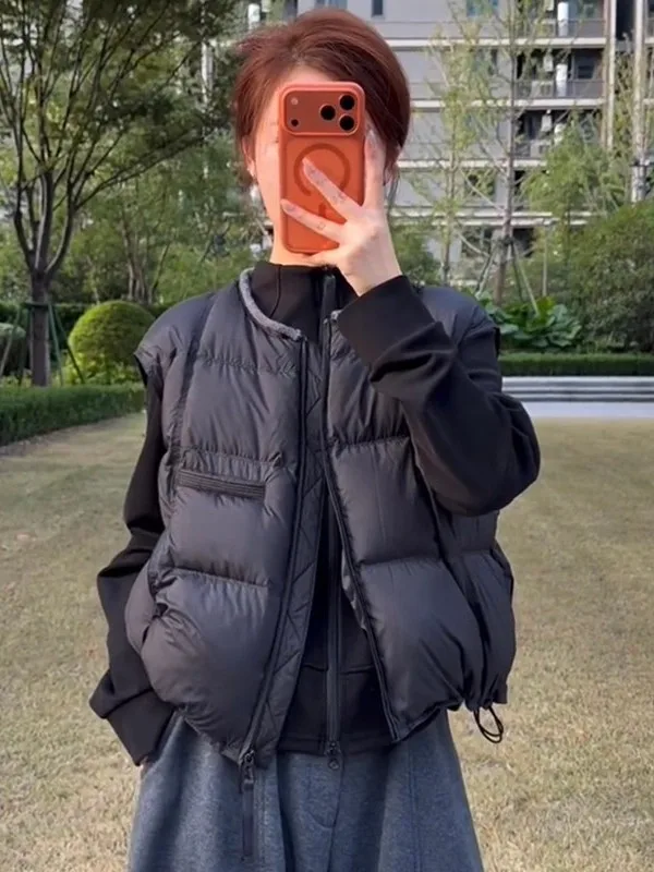 Women's down Vest 2025 Autumn Winter New Style Korean Casual Versatile Thick Warm Coat Top round Neck Zipper Pure Color
Women's down Vest 2025 Autumn Winter New Style Korean Casual Versatile Thick Warm Coat Top round Neck Zipper Pure Color