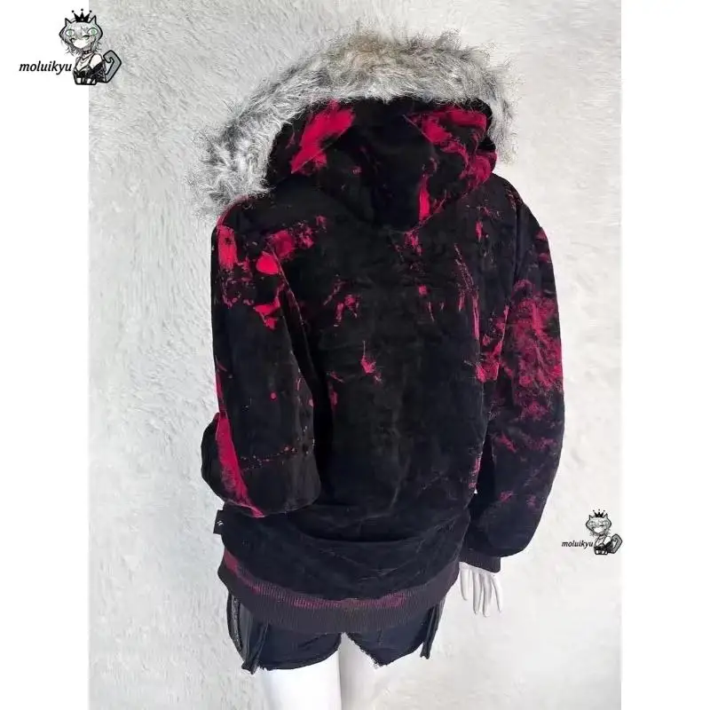 New Gothic Geometric Print Red Gradient Zipper Hoodie Women Fashion High Street Fur Collar Loose Sweatshirt for Men and Women
New Gothic Geometric Print Red Gradient Zipper Hoodie Women Fashion High Street Fur Collar Loose Sweatshirt for Men and Women