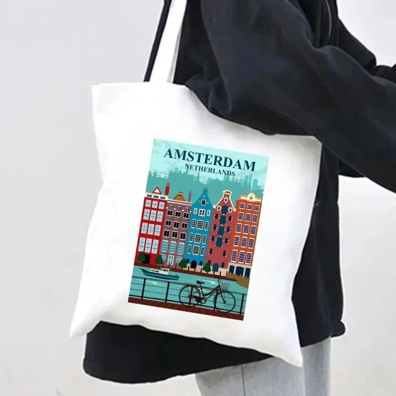 Женская дорожная сумка Urban Landscape Amsterdam, холщовая сумка через плечо Canal Home Dutch, эко-шоппер, многоразовая сумка-тоут
Женская дорожная сумка Urban Landscape Amsterdam, холщовая сумка через плечо Canal Home Dutch, эко-шоппер, многоразовая сумка-тоут
