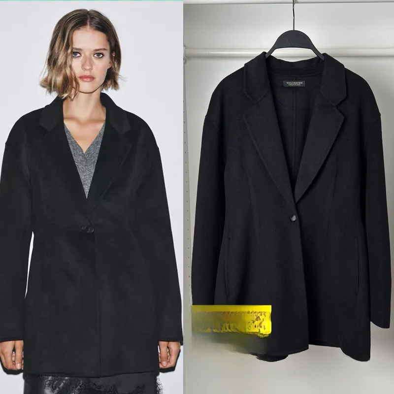 Женское приталенное шерстяное пальто-жакет из двустороннего твида (54% шерсть) для зимы, деловой повседневный стиль, с длинными рукавами
Женское приталенное шерстяное пальто-жакет из двустороннего твида (54% шерсть) для зимы, деловой повседневный стиль, с длинными рукавами