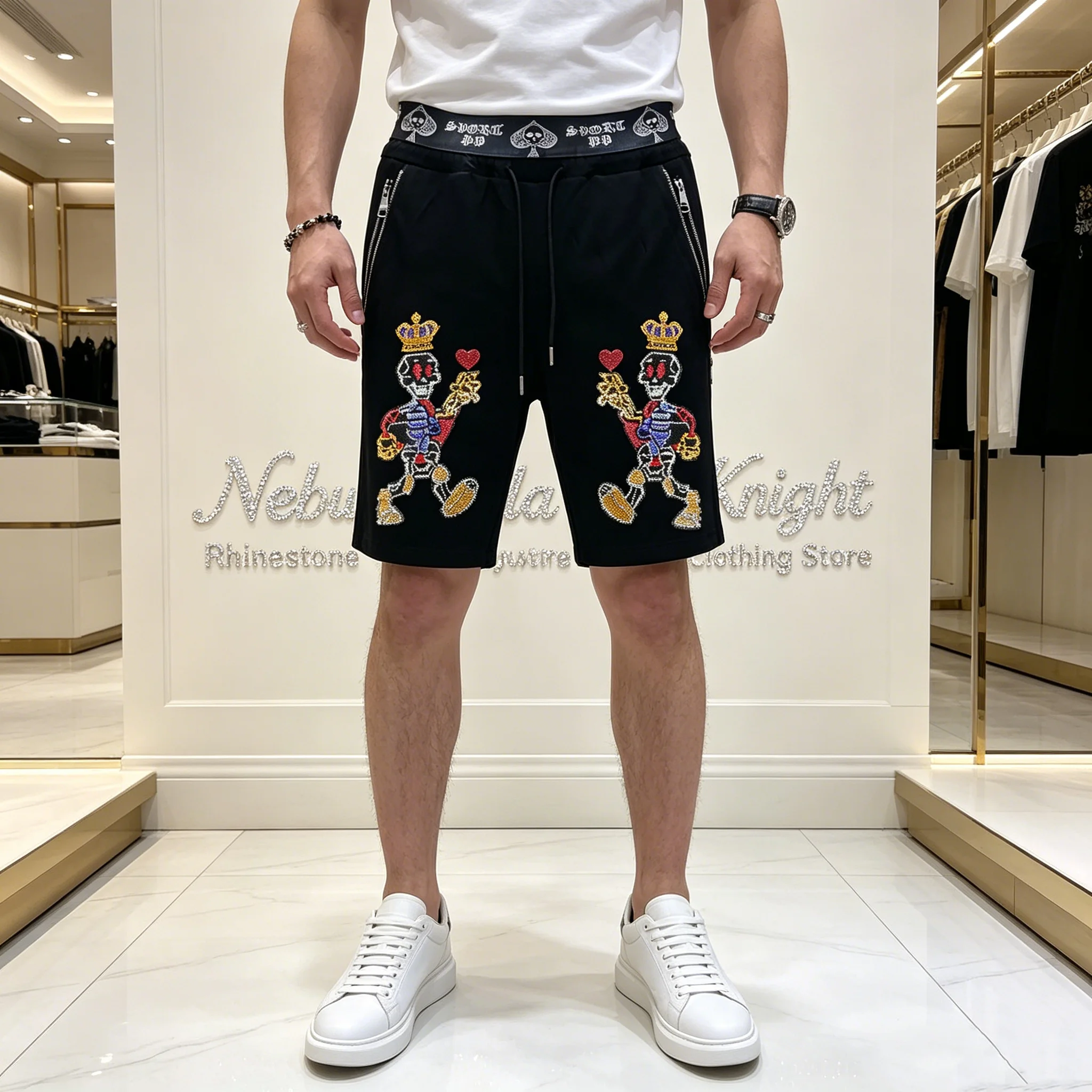 Summer Men Rhinestone Decor Casual Sports Shorts Drawstring Waist Zipper Pocket Lightweight Running Beach Shorts
Summer Men Rhinestone Decor Casual Sports Shorts Drawstring Waist Zipper Pocket Lightweight Running Beach Shorts