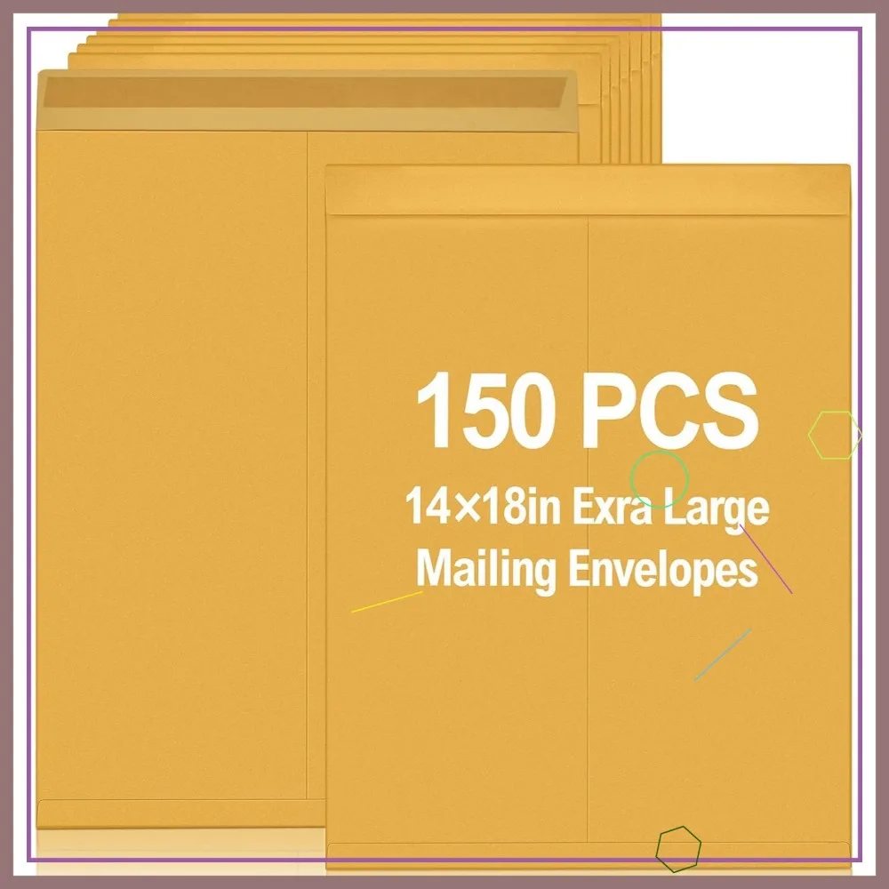 150 Pcs 14x18 Extra Large Mailing Envelopes 32lb with Gummed Flaps, Jumbo Craft Envelopes for Mailing & Storage (Yellow)
150 Pcs 14x18 Extra Large Mailing Envelopes 32lb with Gummed Flaps, Jumbo Craft Envelopes for Mailing & Storage (Yellow)