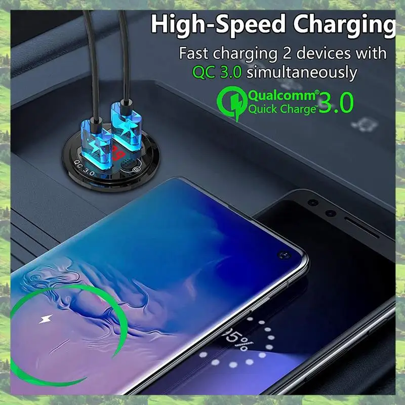 L72A-3X Quick Charge 3.0 Dual 12V USB Автомобильное зарядное устройство, алюминиевая розетка с кнопкой переключения и красным цифровым вольтметром, водонепроницаемость
L72A-3X Quick Charge 3.0 Dual 12V USB Автомобильное зарядное устройство, алюминиевая розетка с кнопкой переключения и красным цифровым вольтметром, водонепроницаемость