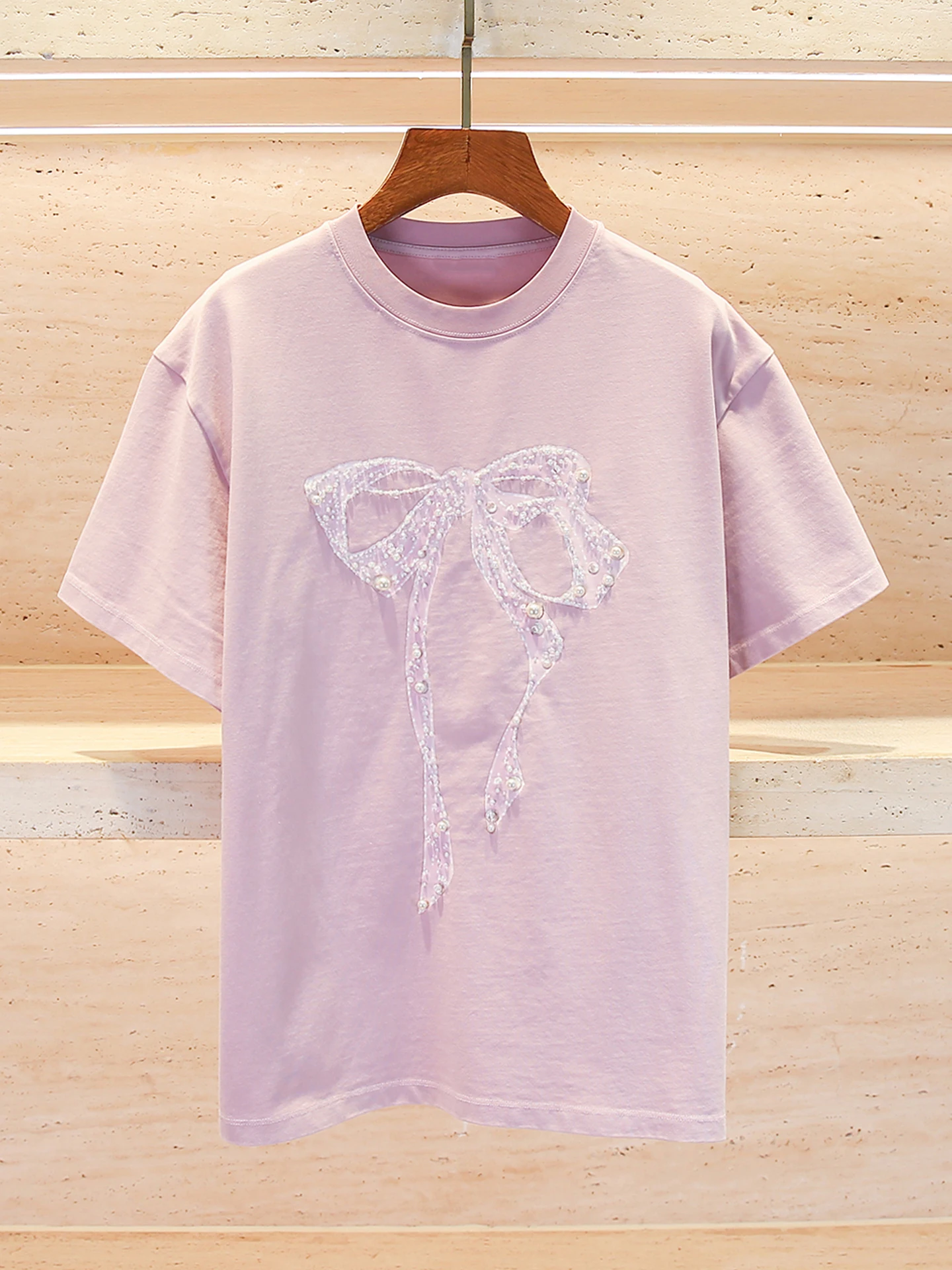 Sweet Knot Embroidered T-Shirt Women's Top Summer Commute Style Standard Fit Short Sleeve Glittering Female Fashion
Sweet Knot Embroidered T-Shirt Women's Top Summer Commute Style Standard Fit Short Sleeve Glittering Female Fashion