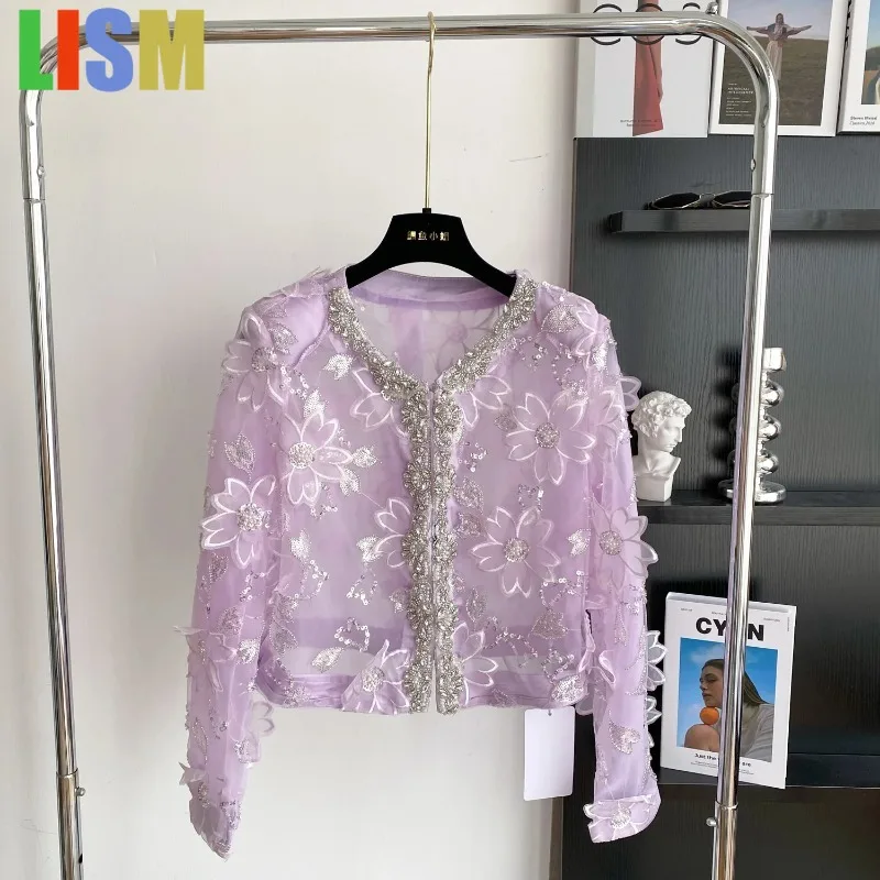 LISM Tops Sequined Heavy Beading Shirts Jacket Vintage mesh Long Sleeve Blouse Slim Elegant Sexy Women Shirt Femme Cardigan
LISM Tops Sequined Heavy Beading Shirts Jacket Vintage mesh Long Sleeve Blouse Slim Elegant Sexy Women Shirt Femme Cardigan