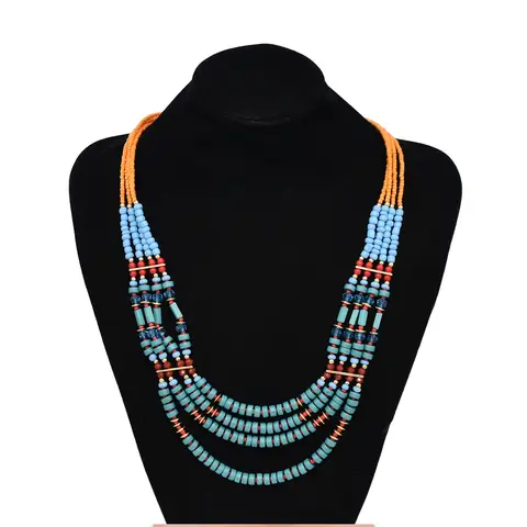 New Turquoise Seed Beads Owl Choker Necklace for Women Vintage Indian African Ethnic Statement Collar Necklaces Jewelry Gifts