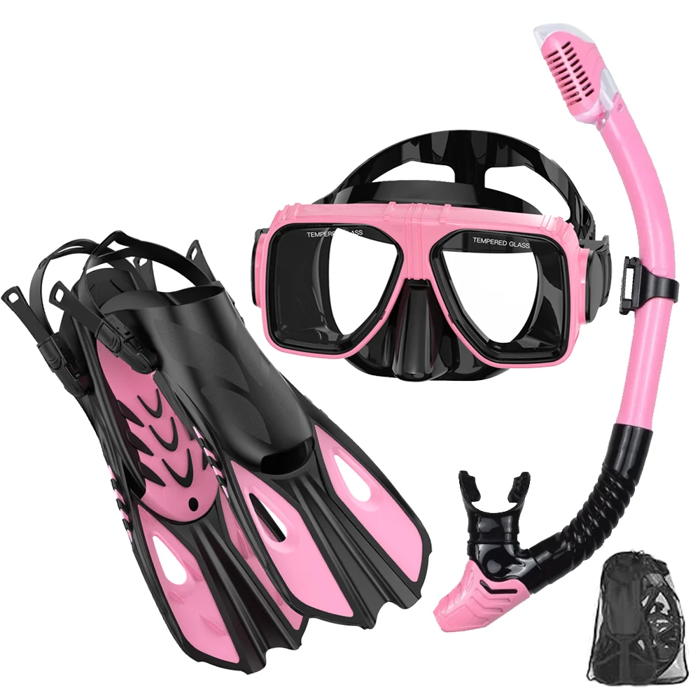 Diving Mask Fin Snorkel Set for Adult Panoramic View Snorkel Mask Adjustable Dive Flipper Dry Top Snorkel and Travel Bag
Diving Mask Fin Snorkel Set for Adult Panoramic View Snorkel Mask Adjustable Dive Flipper Dry Top Snorkel and Travel Bag