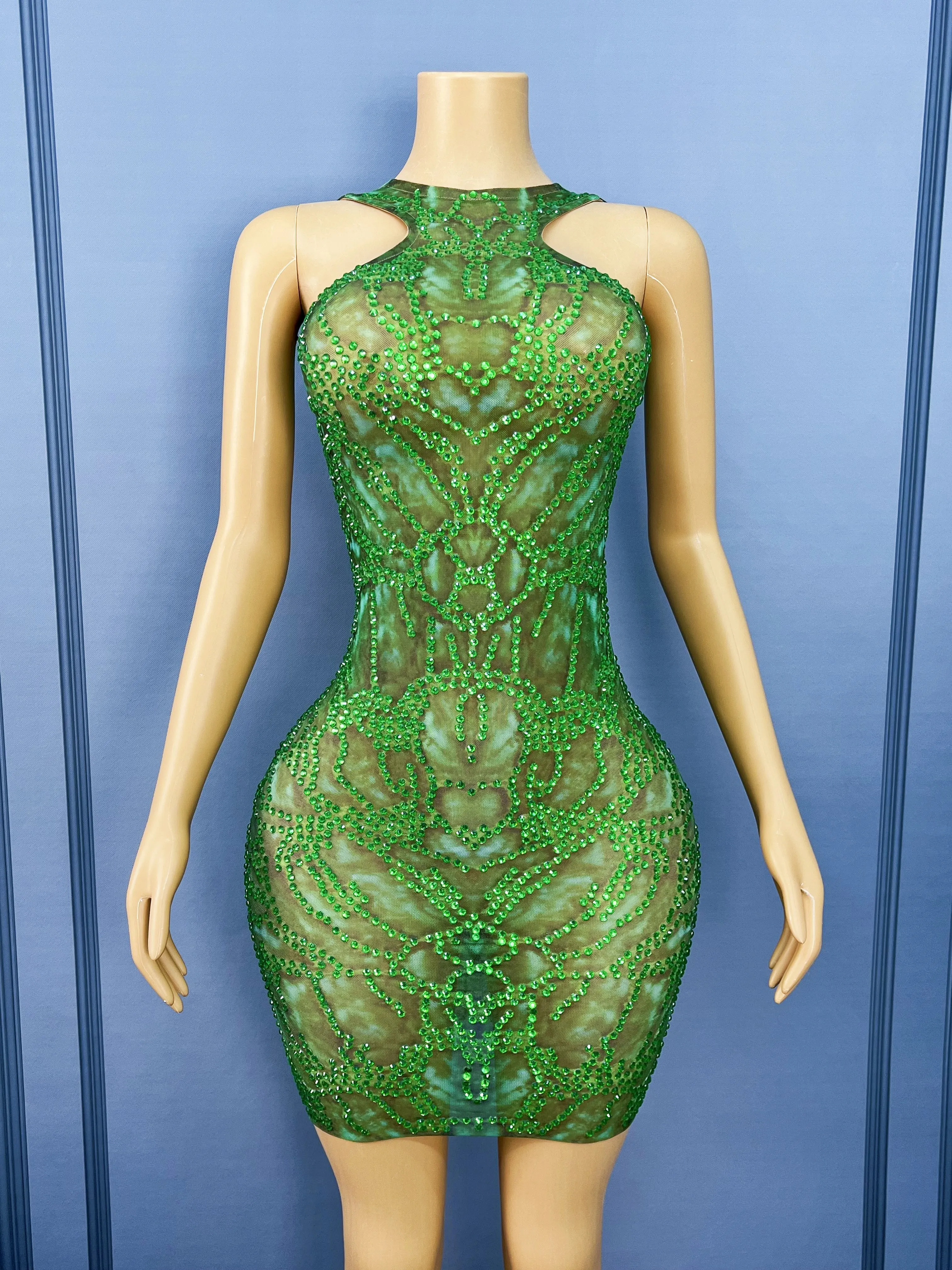 Sexy Summer Green Rheinstone Sleeveless Dress Birthday Celebrate Party Dance Costume Singer Performance Dance Costume anyinglv
Sexy Summer Green Rheinstone Sleeveless Dress Birthday Celebrate Party Dance Costume Singer Performance Dance Costume anyinglv