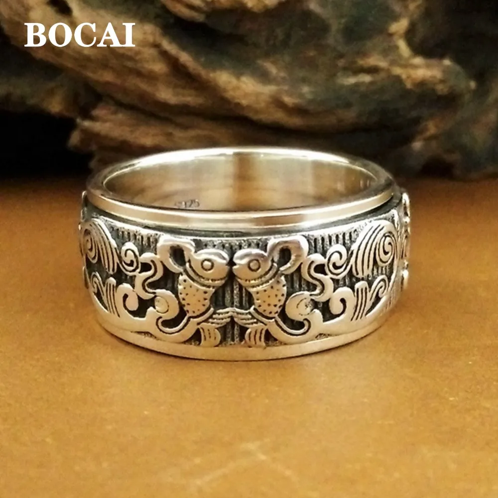 BOCAI Новое 100% твердое серебро S925 мужское кольцо Рыбы персик вращающееся модное женское кольцо удачи
BOCAI Новое 100% твердое серебро S925 мужское кольцо Рыбы персик вращающееся модное женское кольцо удачи