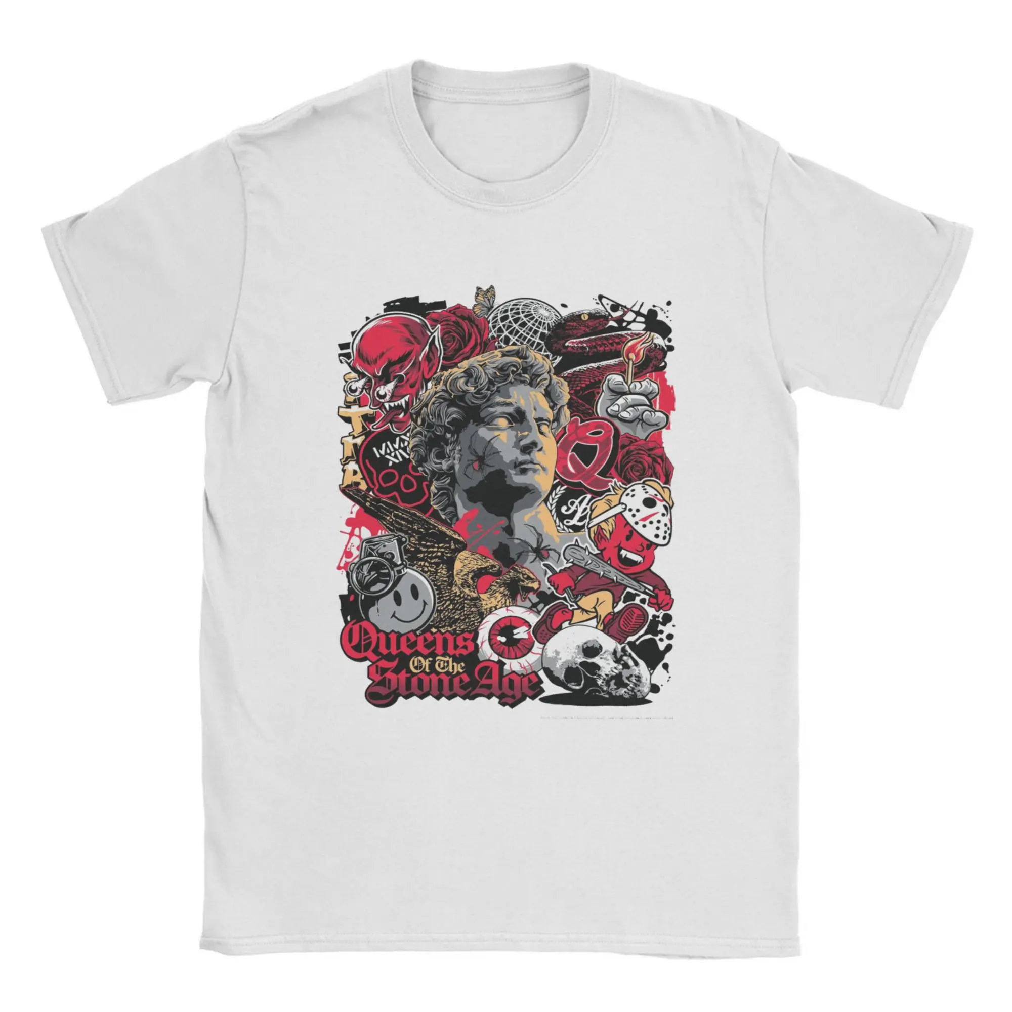 Винтажные футболки с плакатом группы Queens of The Stone Age, мужские хлопковые футболки с круглым воротником, футболка с короткими рукавами, летние топы
Винтажные футболки с плакатом группы Queens of The Stone Age, мужские хлопковые футболки с круглым воротником, футболка с короткими рукавами, летние топы