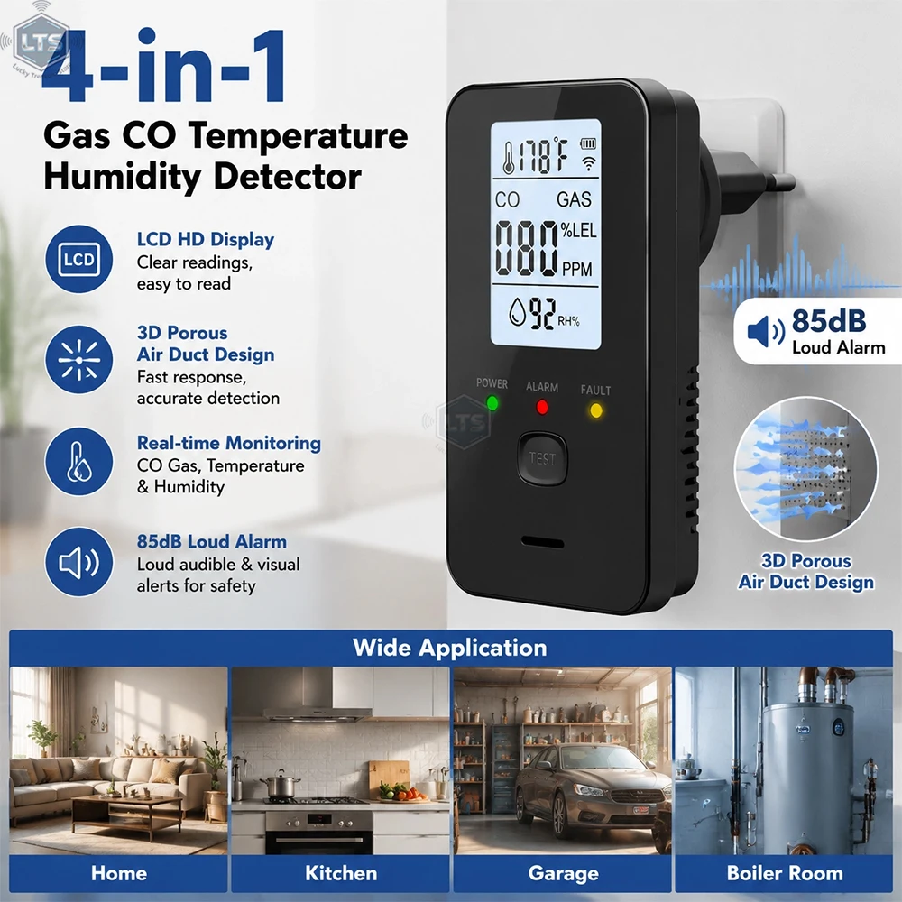 Natural Gas & Carbon Monoxide Detector, Plug in Carbon Monoxide Alarm,Propane,Methane,4-in-1 Combustible Gas & CO Detector Alarm
Natural Gas & Carbon Monoxide Detector, Plug in Carbon Monoxide Alarm,Propane,Methane,4-in-1 Combustible Gas & CO Detector Alarm