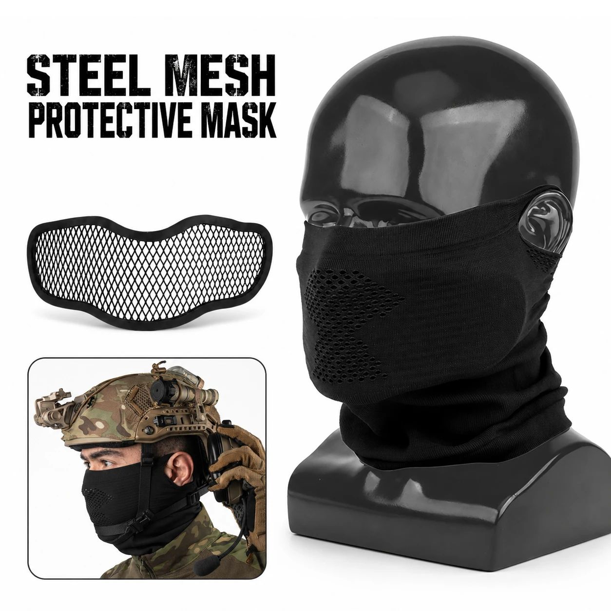 V1 Tactical Face Mask with Detachable Steel Mesh,Balaclava Neck Gaiter Half Face Cover for Airsoft Paintball Motorcycle Cosplay
V1 Tactical Face Mask with Detachable Steel Mesh,Balaclava Neck Gaiter Half Face Cover for Airsoft Paintball Motorcycle Cosplay