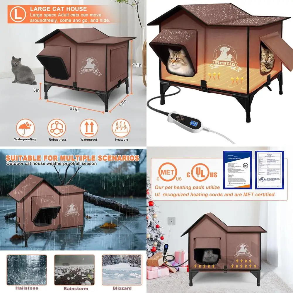 Уличный утепленный домик для кошек 21x17x17 с приподнятой платформой, дизайном с карнизом, умным управлением и водонепроницаемым подогревом
Уличный утепленный домик для кошек 21x17x17 с приподнятой платформой, дизайном с карнизом, умным управлением и водонепроницаемым подогревом