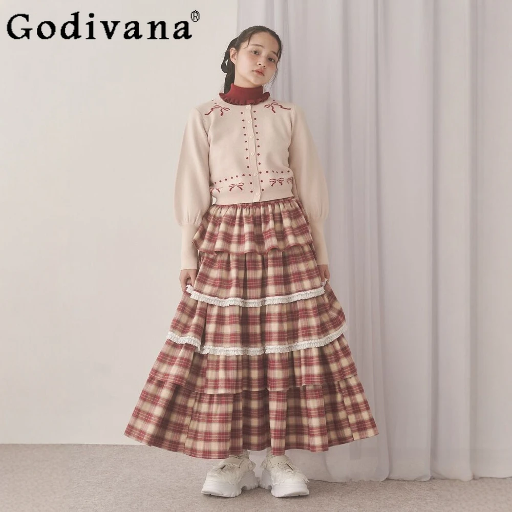 Japanese Style Sweet Casual Long Plaid Skirts Spring Autumn 2025 Women's Elastic Waist Loose Slimming Skirt Girls Cake Skirt
Japanese Style Sweet Casual Long Plaid Skirts Spring Autumn 2025 Women's Elastic Waist Loose Slimming Skirt Girls Cake Skirt