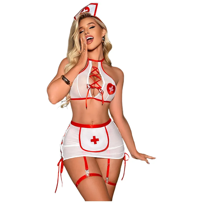 Wholesale Women's Sexy Two Pieces Roelplay Nurse Uniform Adult Lady Erotic Lingerie Dress Spicy Night Fliter Cosplay Costumes
Wholesale Women's Sexy Two Pieces Roelplay Nurse Uniform Adult Lady Erotic Lingerie Dress Spicy Night Fliter Cosplay Costumes