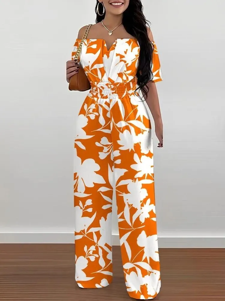 Sexy Off Shoulder Slash Neck Jumpsuit Office Lady Fashion Floral Print Short Sleeve Jumpsuits For Women 2023 One Piece Rompers
Sexy Off Shoulder Slash Neck Jumpsuit Office Lady Fashion Floral Print Short Sleeve Jumpsuits For Women 2023 One Piece Rompers