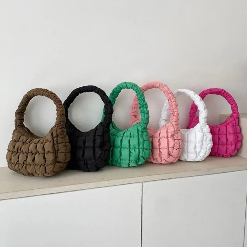 Solid Color Plaid Shoulder Bags Casual Down Cotton Padded Lightweight Underarm Bags Small Shopping Bag Women Girls
Solid Color Plaid Shoulder Bags Casual Down Cotton Padded Lightweight Underarm Bags Small Shopping Bag Women Girls