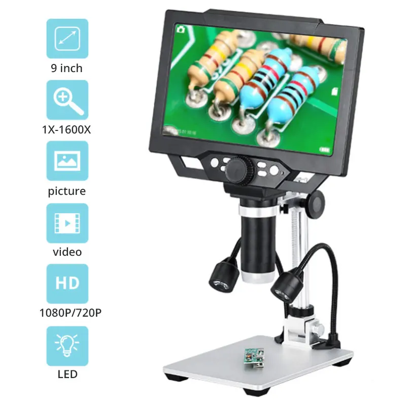 9'' inch LCD Digital Microscope 1X-1600X Video Camera Handheld Electronic Microscope for Coin Observation/PCB Soldering tools
9'' inch LCD Digital Microscope 1X-1600X Video Camera Handheld Electronic Microscope for Coin Observation/PCB Soldering tools