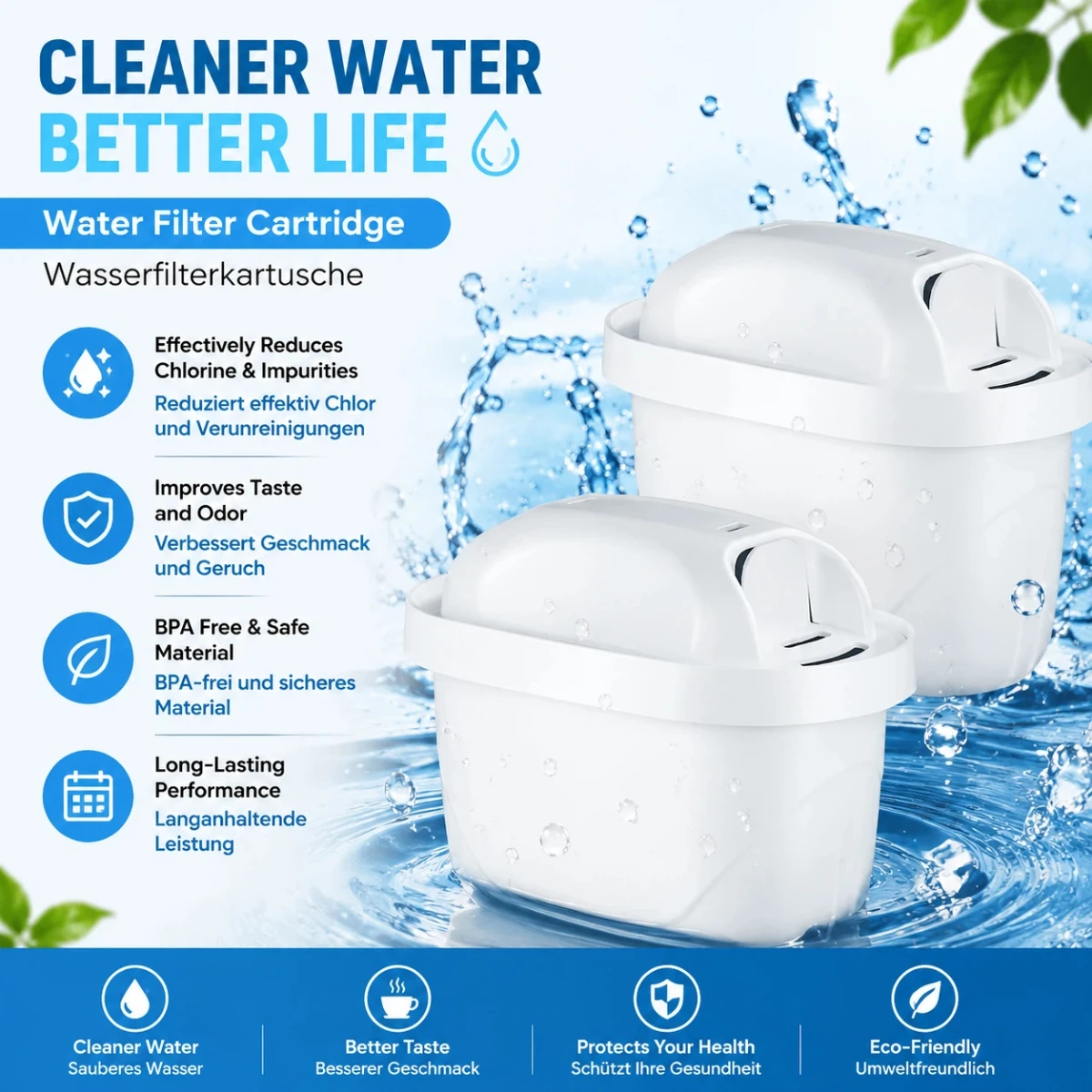 Pitcher Water Filter Replacement 2 Pack for Maxtra+/Maxtra/Mava 105731 1001122 1001495
Pitcher Water Filter Replacement 2 Pack for Maxtra+/Maxtra/Mava 105731 1001122 1001495