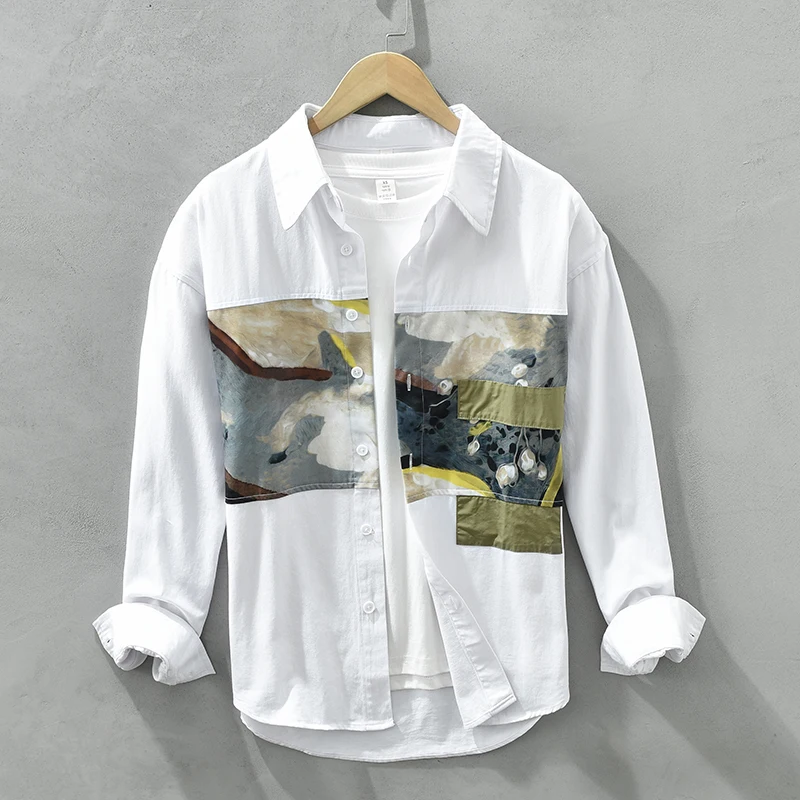 2023 Spring New Print Shirts for Men Long Sleeve Cotton Tops Male Turn-down Collar Patchwork Button Up Shirt
2023 Spring New Print Shirts for Men Long Sleeve Cotton Tops Male Turn-down Collar Patchwork Button Up Shirt