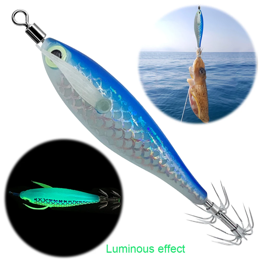 Luminous Squid Hook Squid Fishing Lure with 3D Eyes Glow In The Dark Squid Bait Fake Octopus Bait for Saltwater Freshwater
Luminous Squid Hook Squid Fishing Lure with 3D Eyes Glow In The Dark Squid Bait Fake Octopus Bait for Saltwater Freshwater