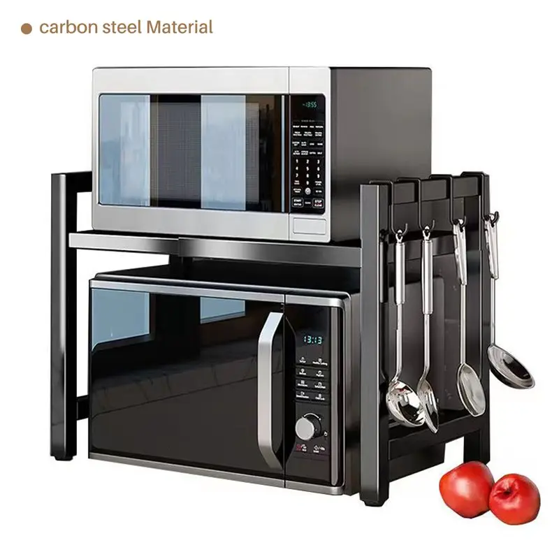 A92P Kitchen Shelf With 3-Tier Microwave Shelf Extendable Worktop Shelves, 6 Hooks, Spices Storage Rack Black
A92P Kitchen Shelf With 3-Tier Microwave Shelf Extendable Worktop Shelves, 6 Hooks, Spices Storage Rack Black