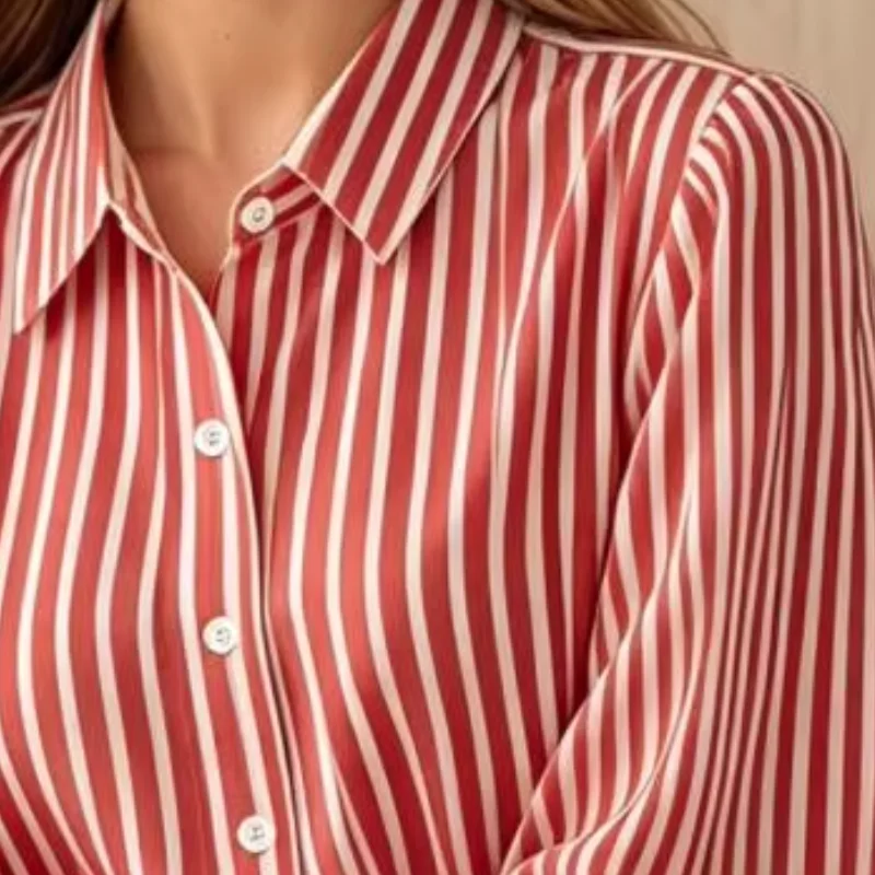 Breathable Women Tops Button Striped Print Placket Striped Print Summer Shirt Loose Fit Soft Stretchy Tops Daily Wear
Breathable Women Tops Button Striped Print Placket Striped Print Summer Shirt Loose Fit Soft Stretchy Tops Daily Wear