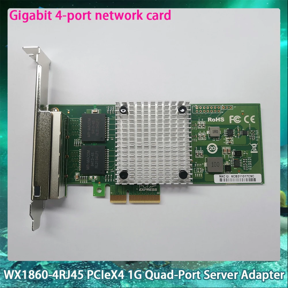 WX1860-4RJ45 Четырехпортовый серверный адаптер PCIeX4 1G Гигабитная 4-портовая сетевая карта PCI-E X4
WX1860-4RJ45 Четырехпортовый серверный адаптер PCIeX4 1G Гигабитная 4-портовая сетевая карта PCI-E X4