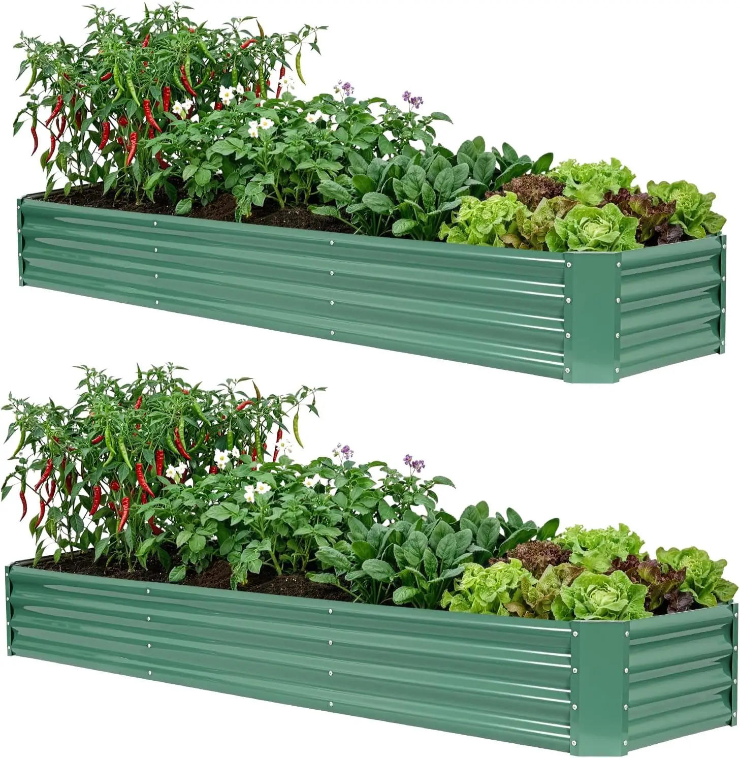 2 Pcs 8x2x1ft Galvanized Raised Garden Bed Outdoor, Metal Planter Boxes with Easy Assembly for Vegetables, Flowers, Herbs
2 Pcs 8x2x1ft Galvanized Raised Garden Bed Outdoor, Metal Planter Boxes with Easy Assembly for Vegetables, Flowers, Herbs